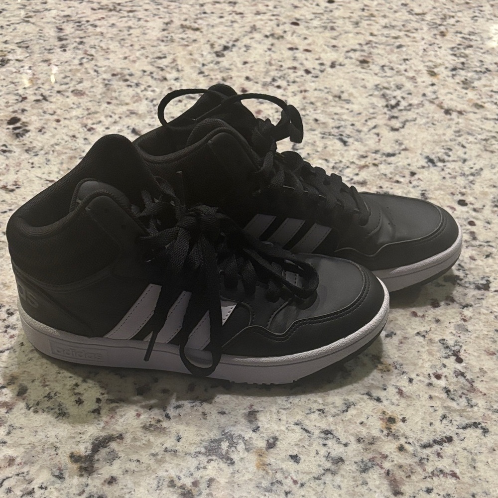 Adidas Kids Black and White High-Top Sneakers